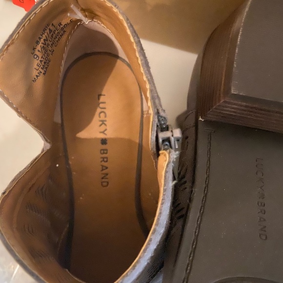 Lucky Brand gray suede peep toe ankle boots side zippers 9.5W & 11M both NWT - Picture 7 of 8
